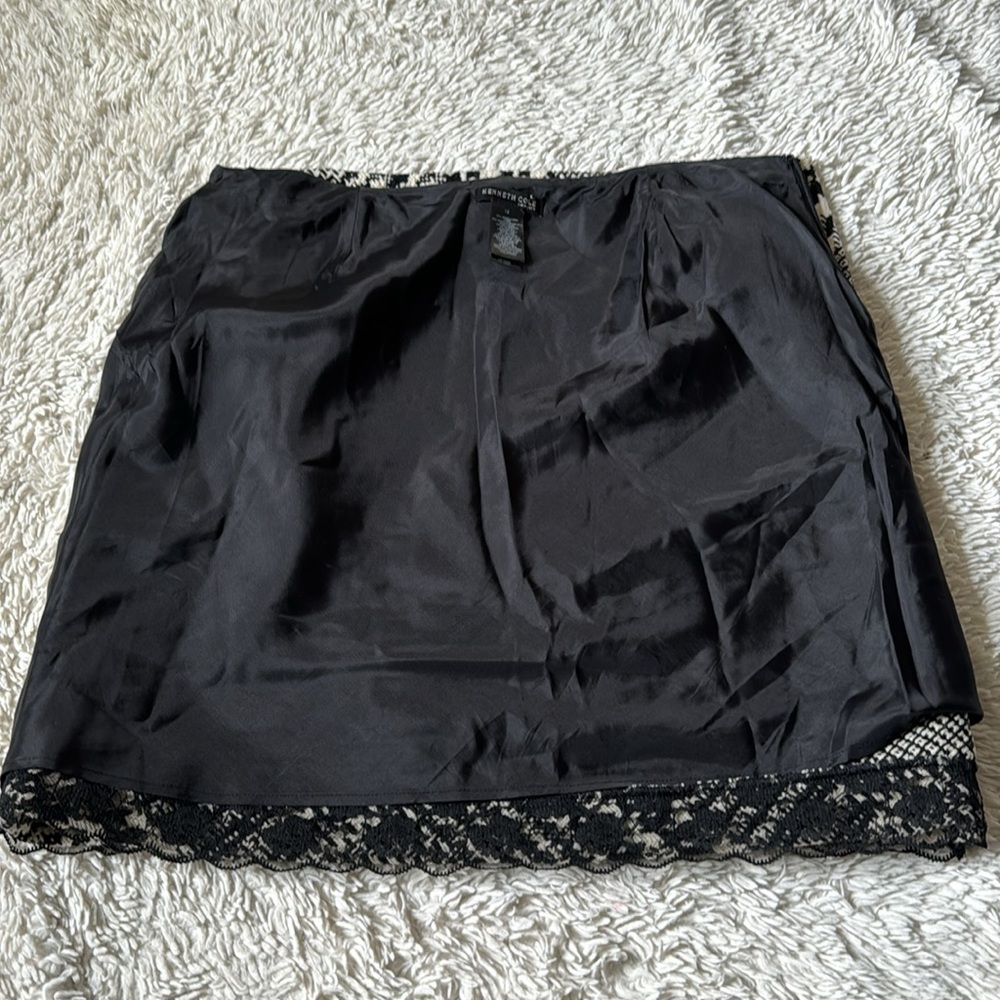 KENNETH COLE NY SKIRT black white houndstooth plaid wool short length size 12 - Picture 11 of 12